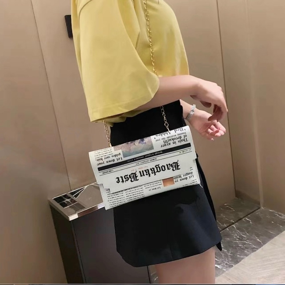 COPY - BRAND NEW!Newspaper Print Fashion Crossbody Bag